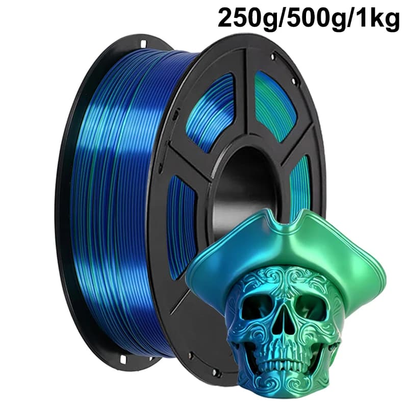 Filamento per Stampante 3D in PLA Seta Bicolore Blu Verde 250g 500g 1Kg 1.75mm Materiale per Stampa 3D in PLA Seta Blu Verde Bicolore