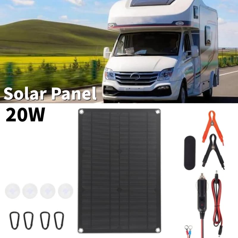 Solar Panel Kit 20W High Conversion Rate, High Efficiency Portable Charger for Camper, Camping and Car