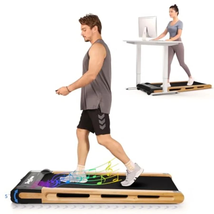 Home Under Desk Tapis roulant 2.5HP Tappetino da passeggio a basso rumore Macchina da corsa con altoparlante Bluetooth Telecomando per Office Lightwei