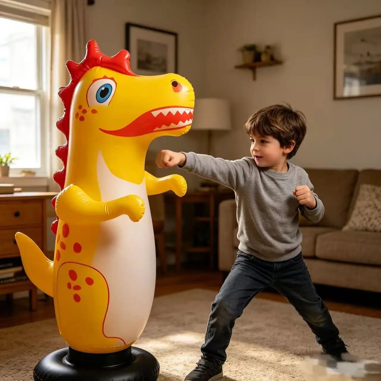 Inflatable Dinosaur Punching Bag Thick PVC Standing Tumbler Kids Indoor Play Toy Parent Child Interactive Birthday Party Gift