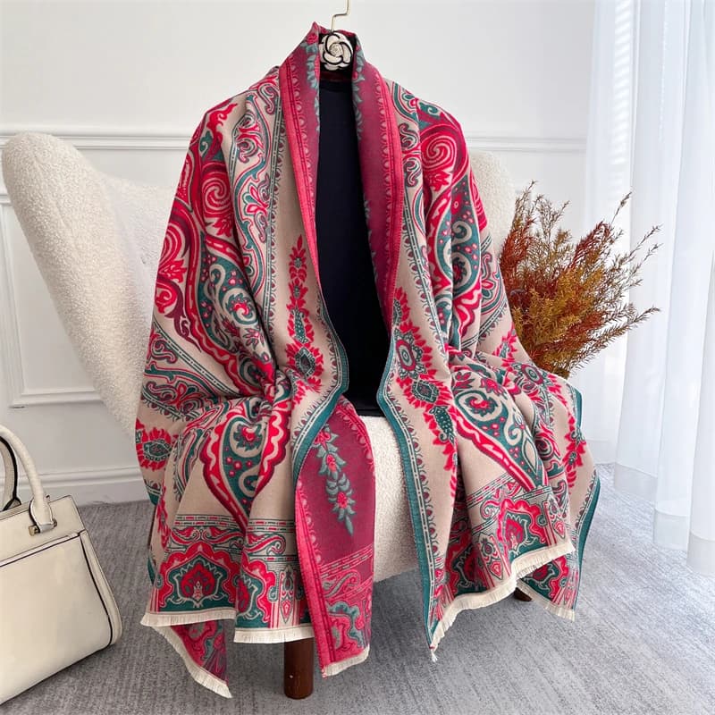 Calda sciarpa invernale per le donne Scialli di preghiera di Pashmina di lusso Coperta di cashmere spessa Stole robuste Lady Elegante Poncho Bufanda