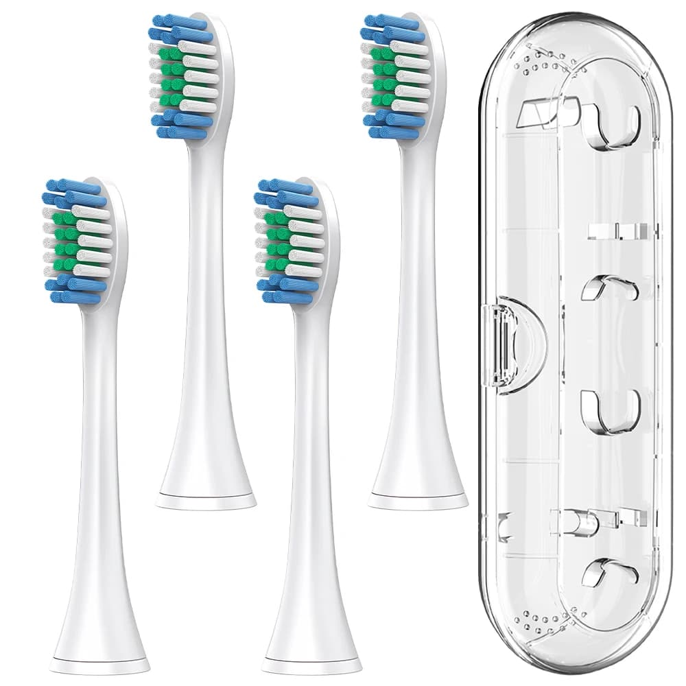 Custodia protettiva trasparente per spazzolino da viaggio e 4 testine di ricambio compatibili con i spazzolini elettrici Philips Sonicare
