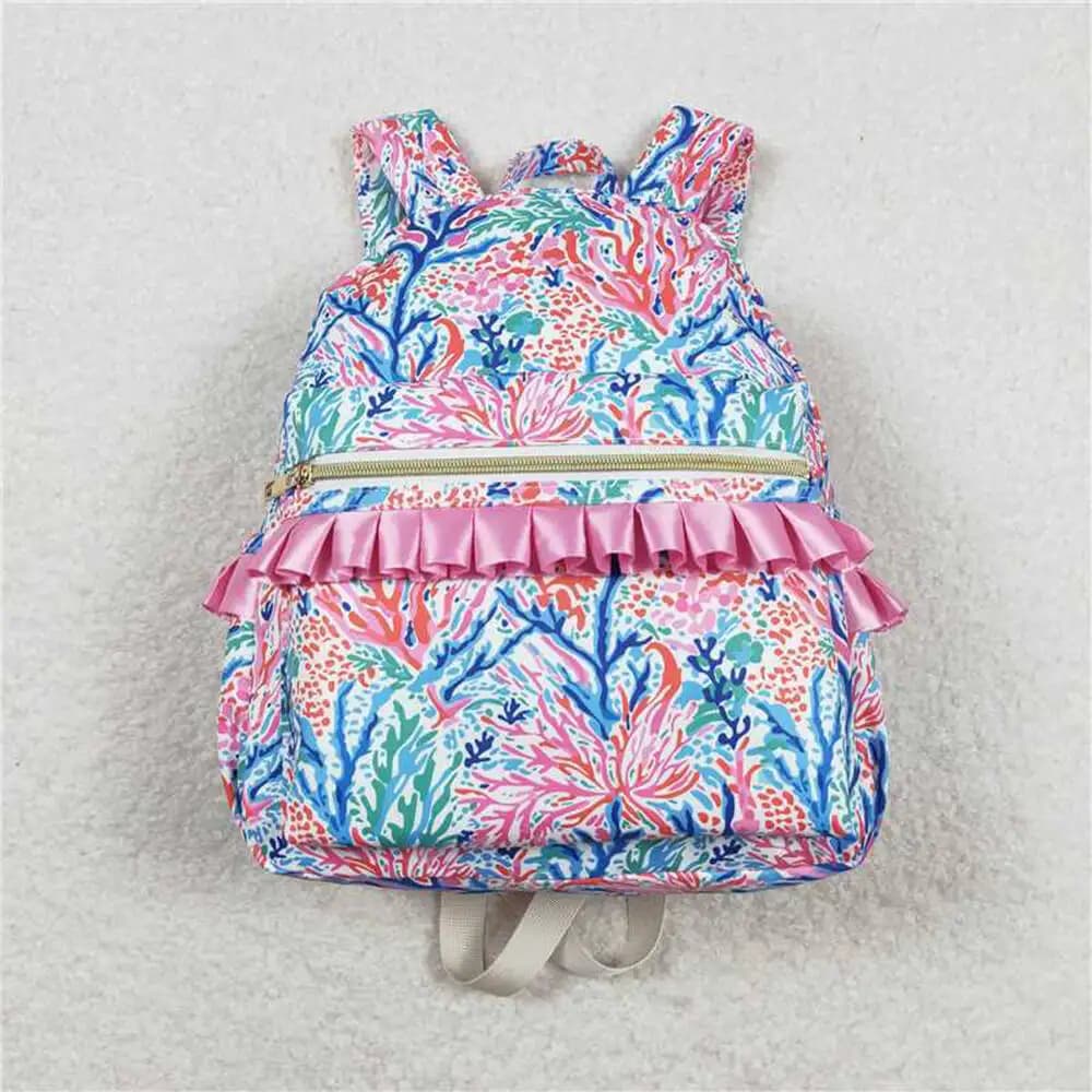 Zaino per neonate Rosa Blu Fiori Design Borsa portaoggetti per bambini carina per la scuola e i viaggi10 * 13,9 * 4 pollici