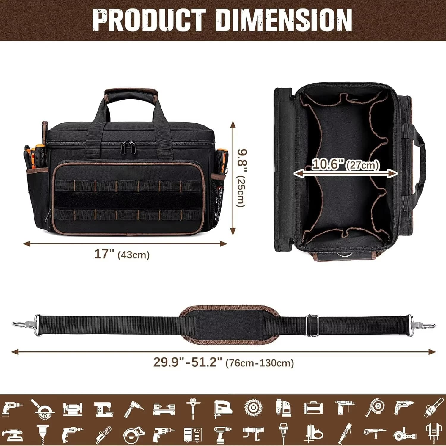 Borsa per attrezzi DGEV, organizer per borse per attrezzi, borsa per attrezzi per elettricisti, borsa per attrezzi, porta attrezzi, borse per attrezzi per elettricisti