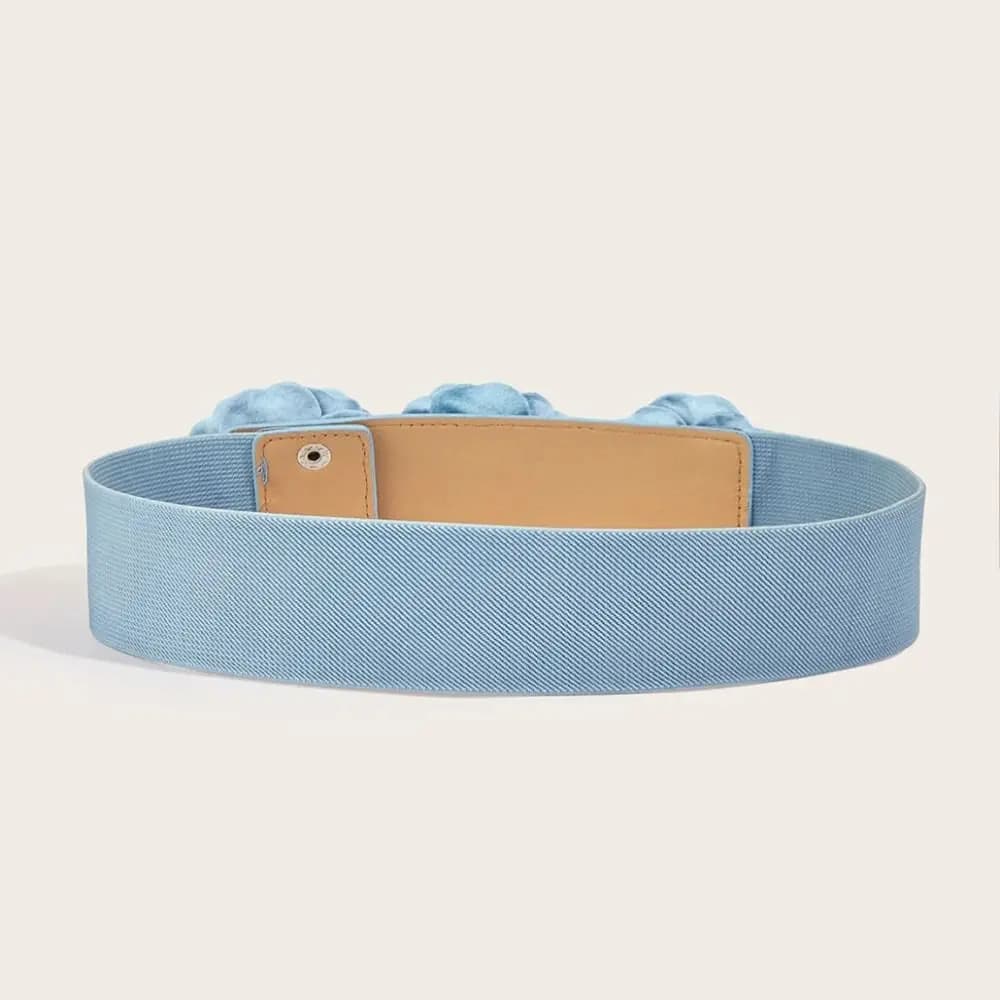 Cintura Elastica in Stile Coreano con Fibbia Blu, Larghezza 5cm, Cintura Elastica con Fiore, Accessorio per Abiti