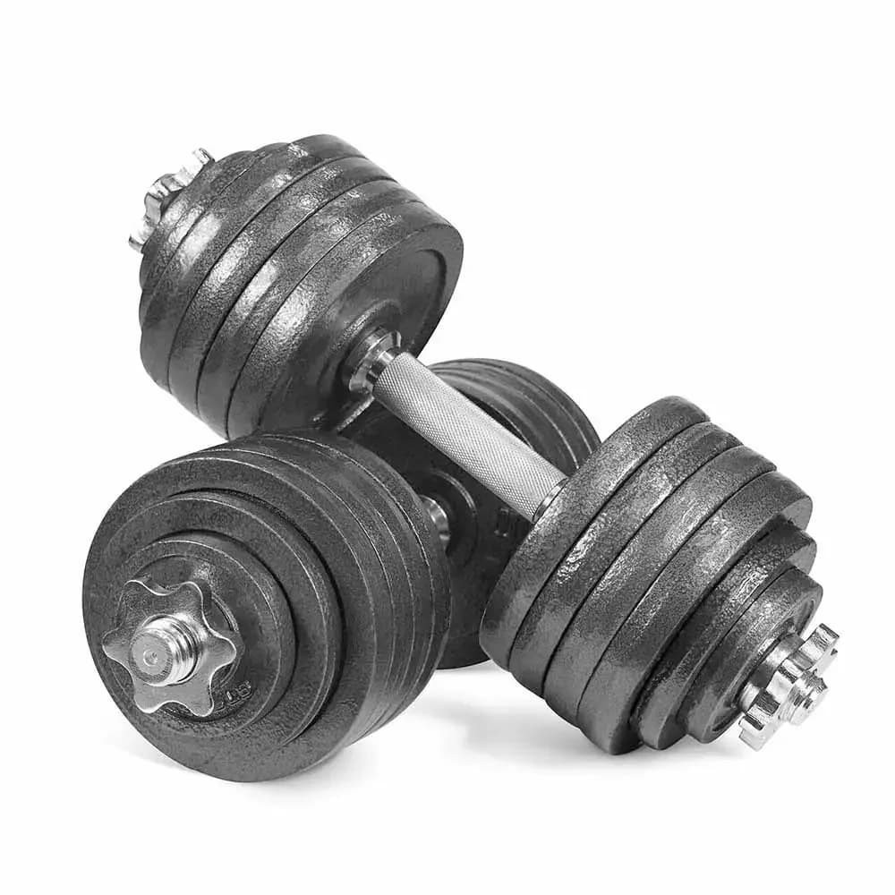 Heavy Duty 52.5lb/24kg Cast Iron Adjustable Dumbbell Set with Non-Slip Grip for Strength Training
