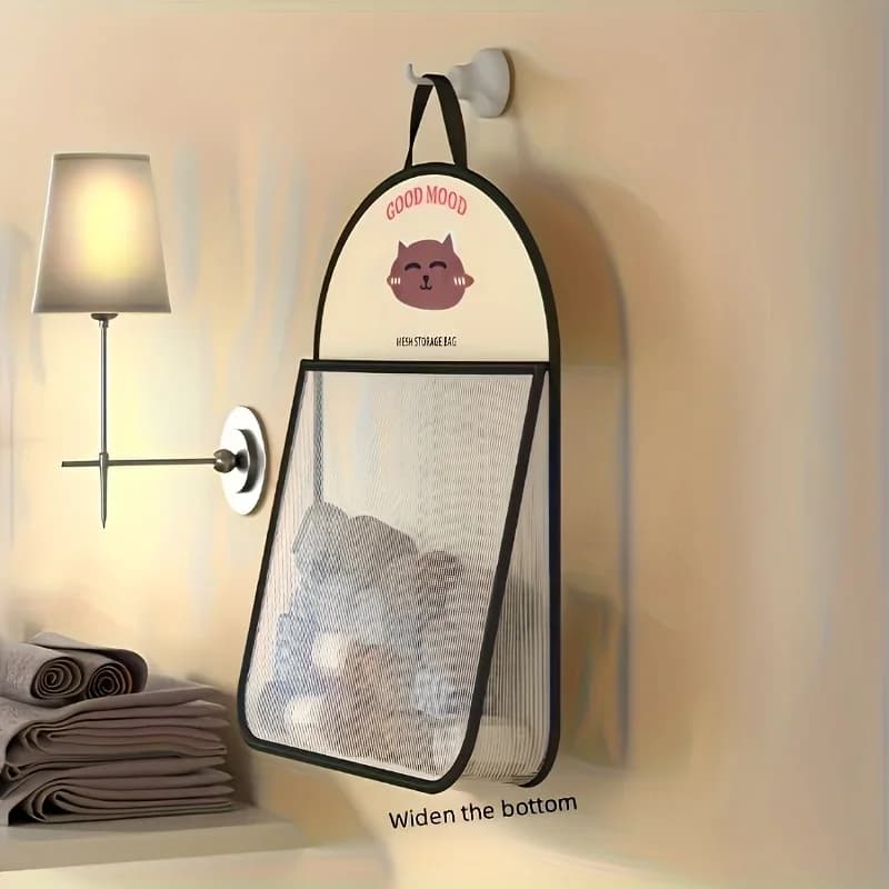 1 soft white ivory mesh storage bag, breathable and washable polyester laundry organizer, wall underwear