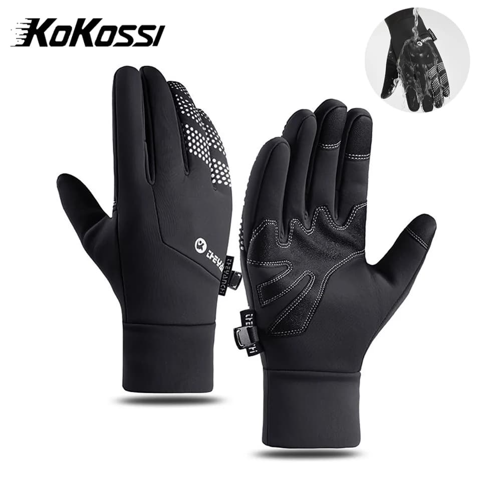 KoKossi Guanti da bici invernali da ciclismo Guanti da esterno impermeabili caldi antivento Touch screen per uomo donna Escursionismo Sci Moto
