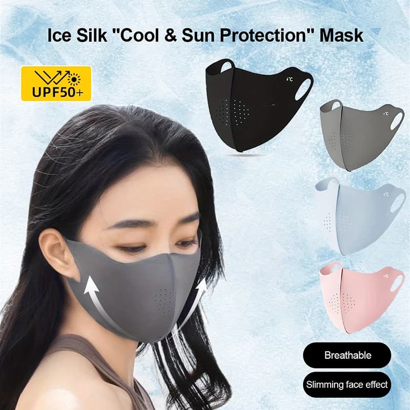 Maschera Protettiva Solare in Seta Ghiacciata Rinfrescante per Uomo e Donna, Copriviso Leggero e Traspirante per Guida Estiva, Ciclismo e Shopping