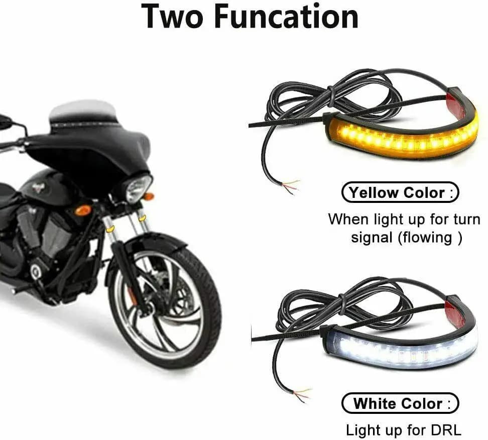 2PCS 12V LED Indicatore di direzione del motociclo Luce e DRL Lampada forcella Lampeggiatore Accessori Striscia Bianca Auto Ambra Lampeggiante Lampeggiante Q3H3