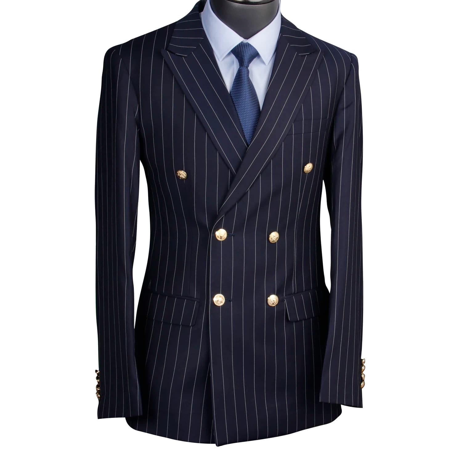 Nuovi blazer a righe con gesso blu scuro scuro Giacca su misura Giacca su misura Abbigliamento uomo Abiti da uomo Giacche da uomo Abito da ballo