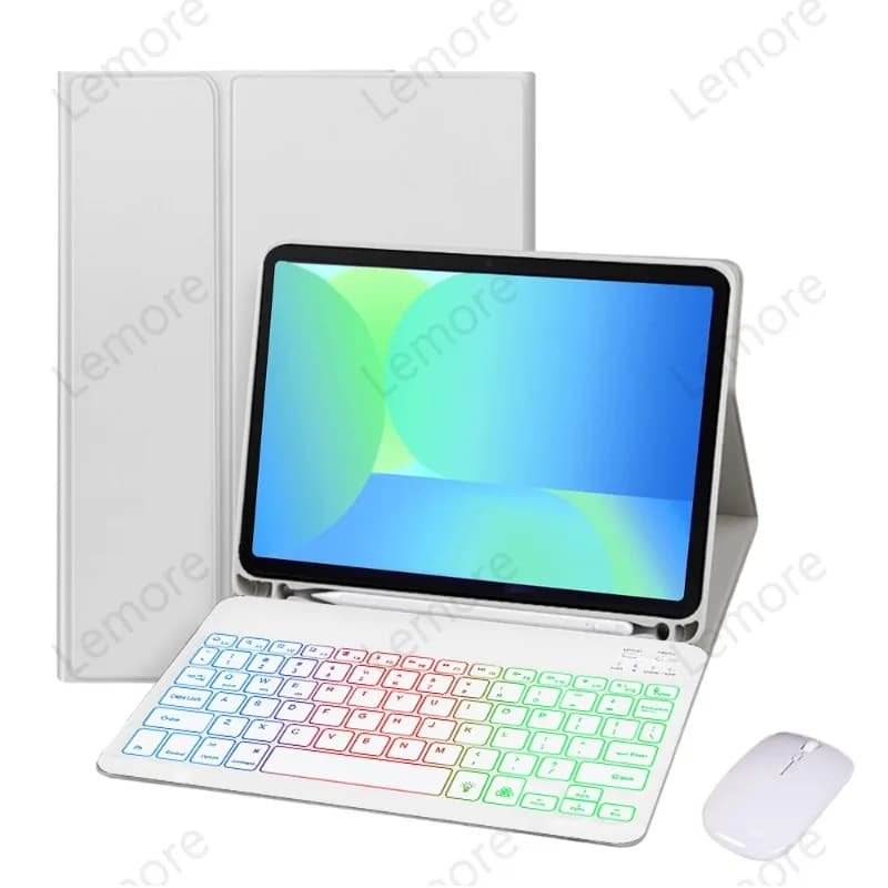 Tastiera retroilluminata Rainbow per Samsung Galaxy Tab S10 FE 10.9 pollici SM-X520 SM-X526B, custodia con slot per penna e supporto.