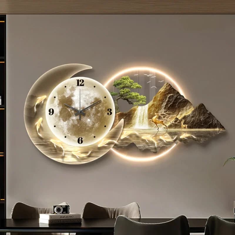 Luce notturna Orologi da parete a LED Camera da letto estetica Arte Luminosa Orologio da parete per soggiorno Design moderno Lusso Reloj Pared Decorazioni per la casa