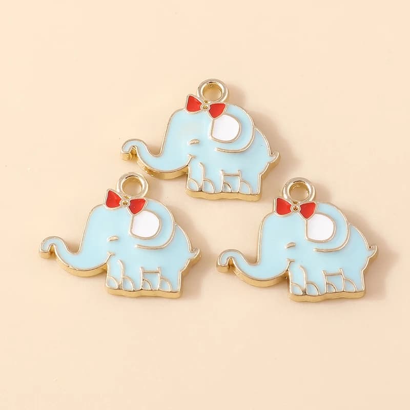 Leslie 10pcs Enamel Elephant Charms Pendants for Bracelets Earrings Handmade Jewelry Findings DIY Necklace Making Accessories