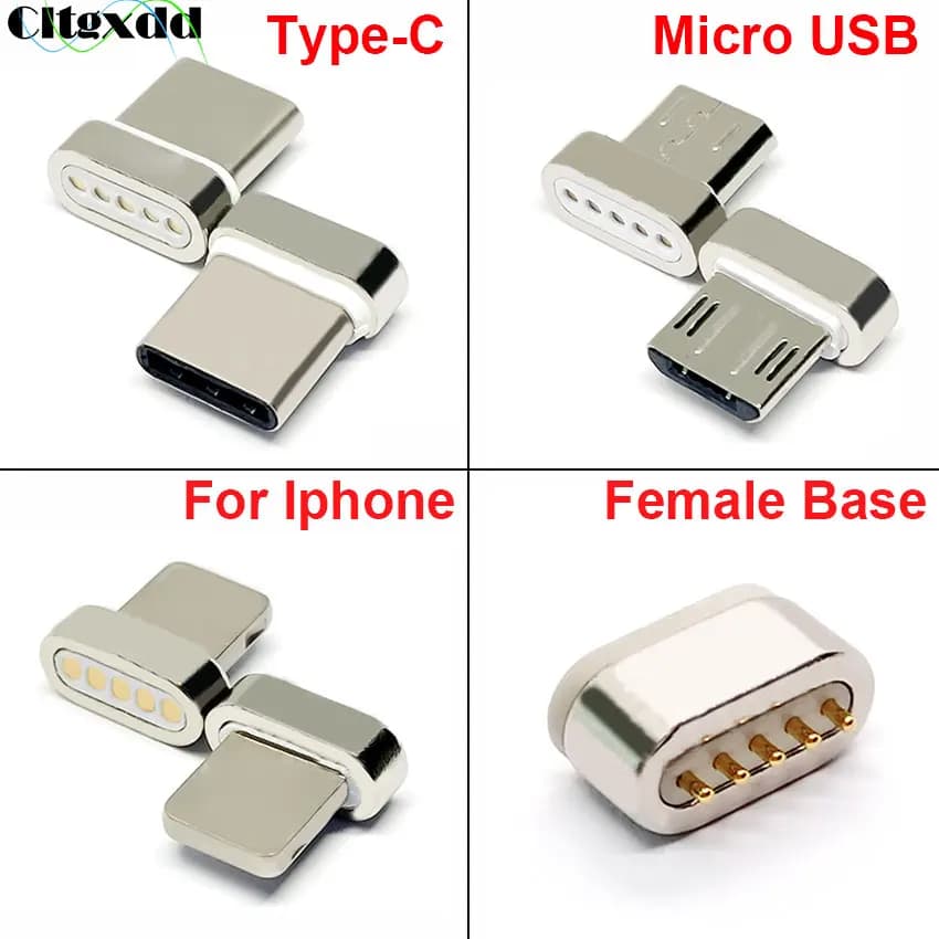 1 pcs 5pin Micro USB Type-C Magnetic Rechargeable Magnetic Connector Magnetic Base for PC Laptop Tablet Charging Data Cable