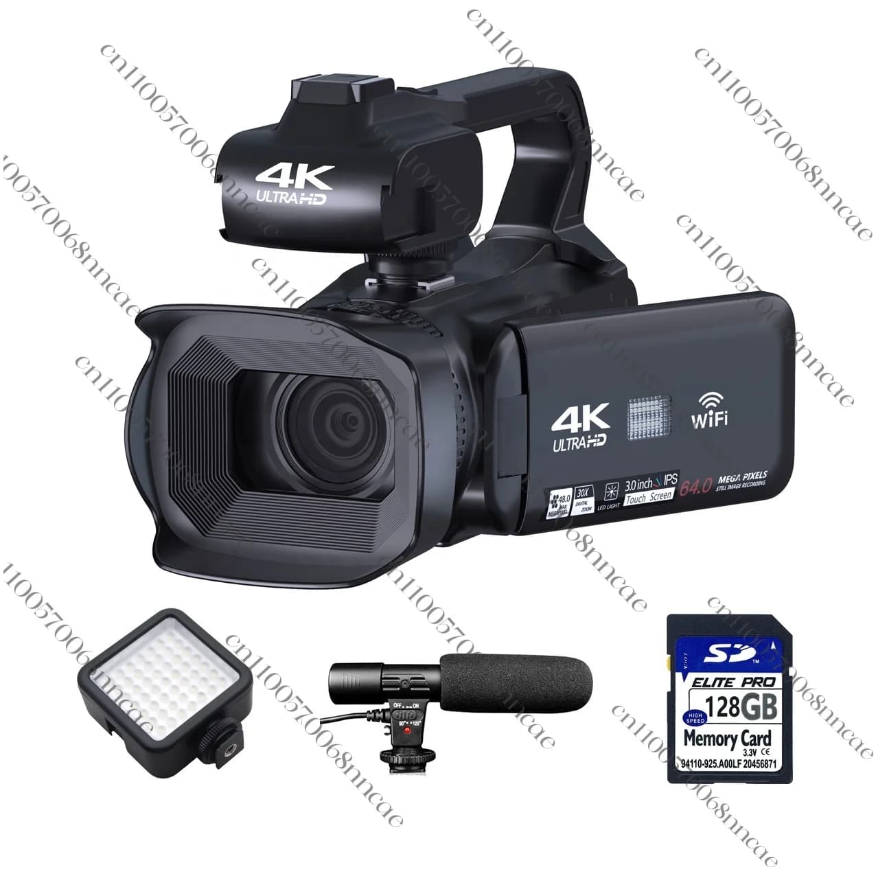 Videocamera digitale con zoom digitale 18X con paraluce, stabilizzatore, microfono, scheda SD 128G, luce di riempimento