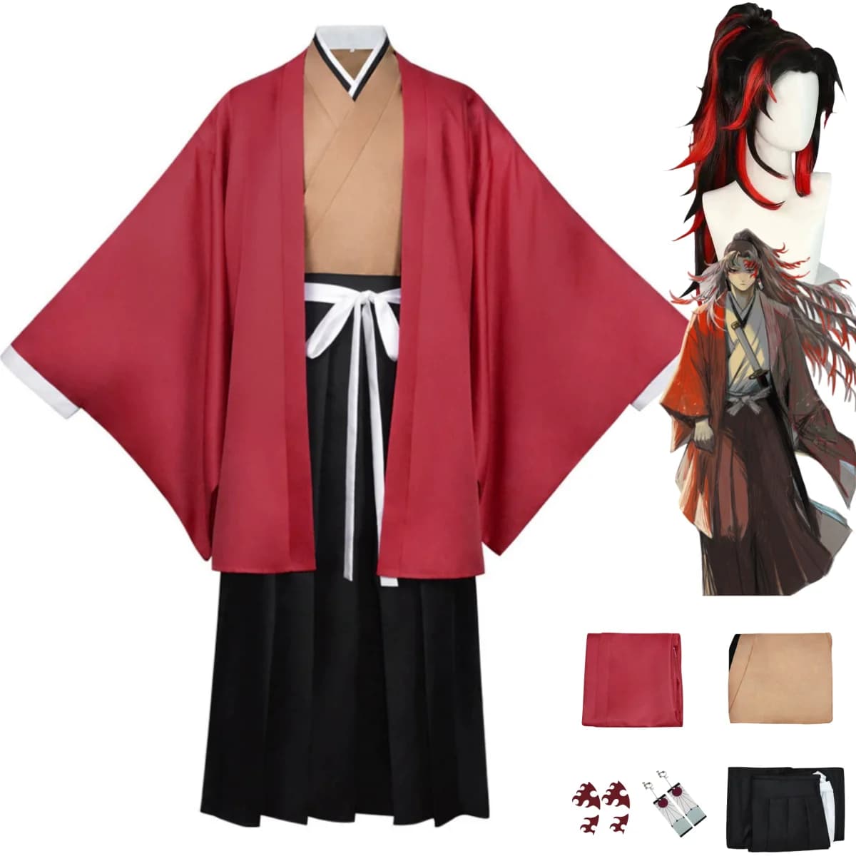 Anime Tsugikuni Yoriichi Cosplay Costume Kimono Japanese Bathrobe Haori Mantle Coat Men's Coat Christmas Mask Dance Dress