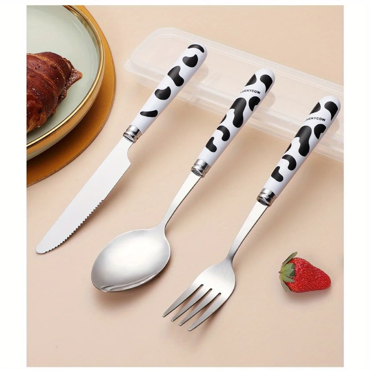 3pcs Stainless Steel Tableware Set, Set Knife Fork Coffee Spoon Dinnerware, Portable Tableware Knife, Fork, Spoon s, Portable Travel Three-piece Set Gift Tableware Set, Kitchen Supplies