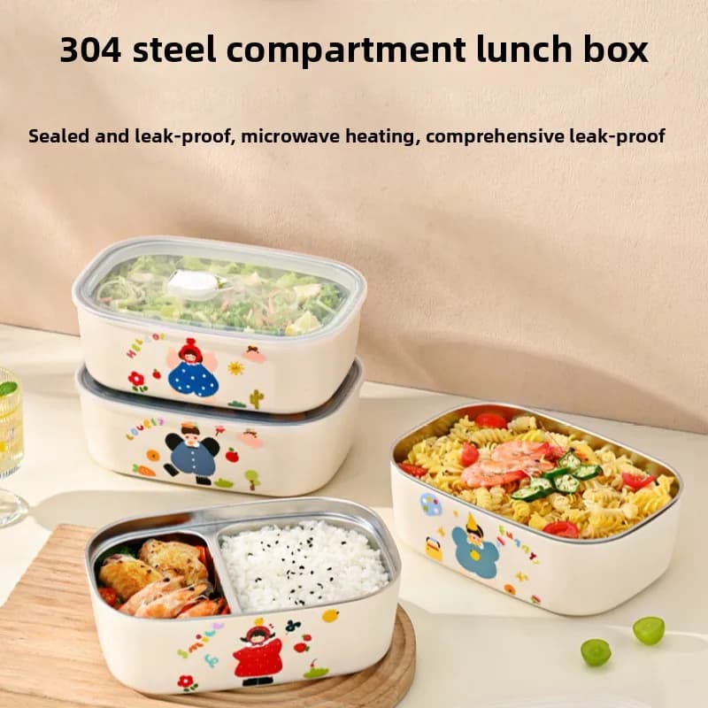 304 stainless steel thermal insulation lunch box high value grid lunch box student office workers can microwave oven