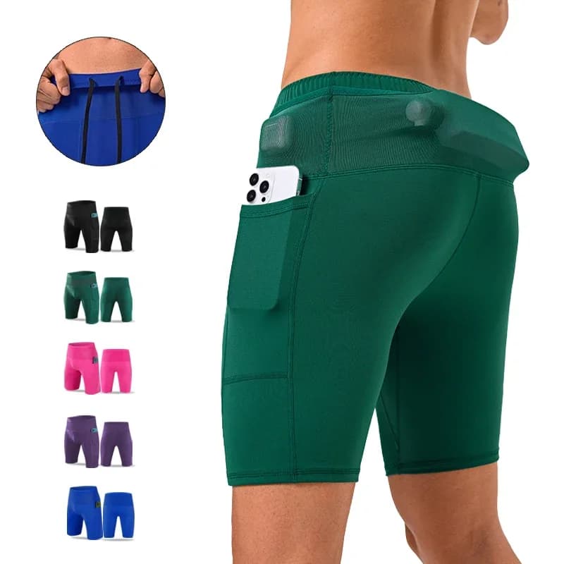 5 inch S-3XL compression shorts with waist pocket, running shorts, gym, cycling, fast drying, marathon sports shorts
