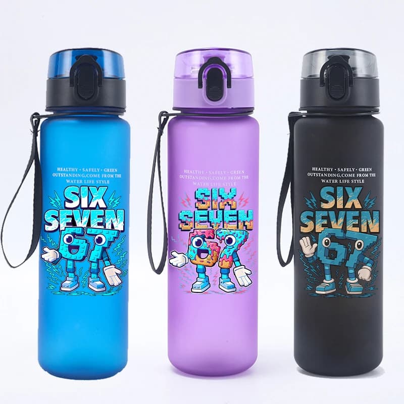 Ruba A Brainrot Bottiglie d'acqua 67 Six Seven Cartoon Stampato Tazza d'acqua Bambini Ragazzi Bottiglie d'acqua sportive Regali di Natale per bambini