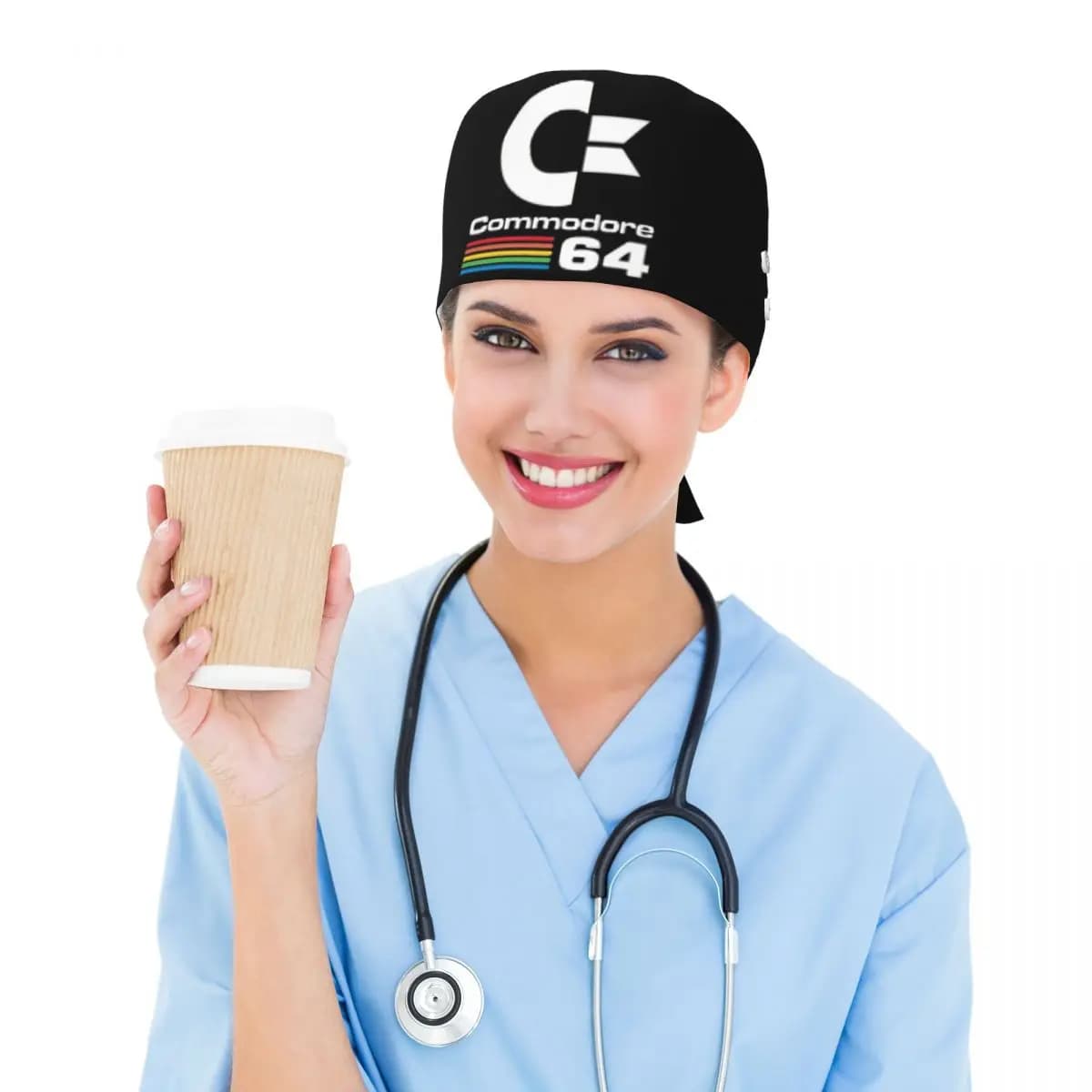 Commodore 64 Scrub Hat Doctor Working Surgical Cap Unisex Adjustable Nursing Caps for Dentist