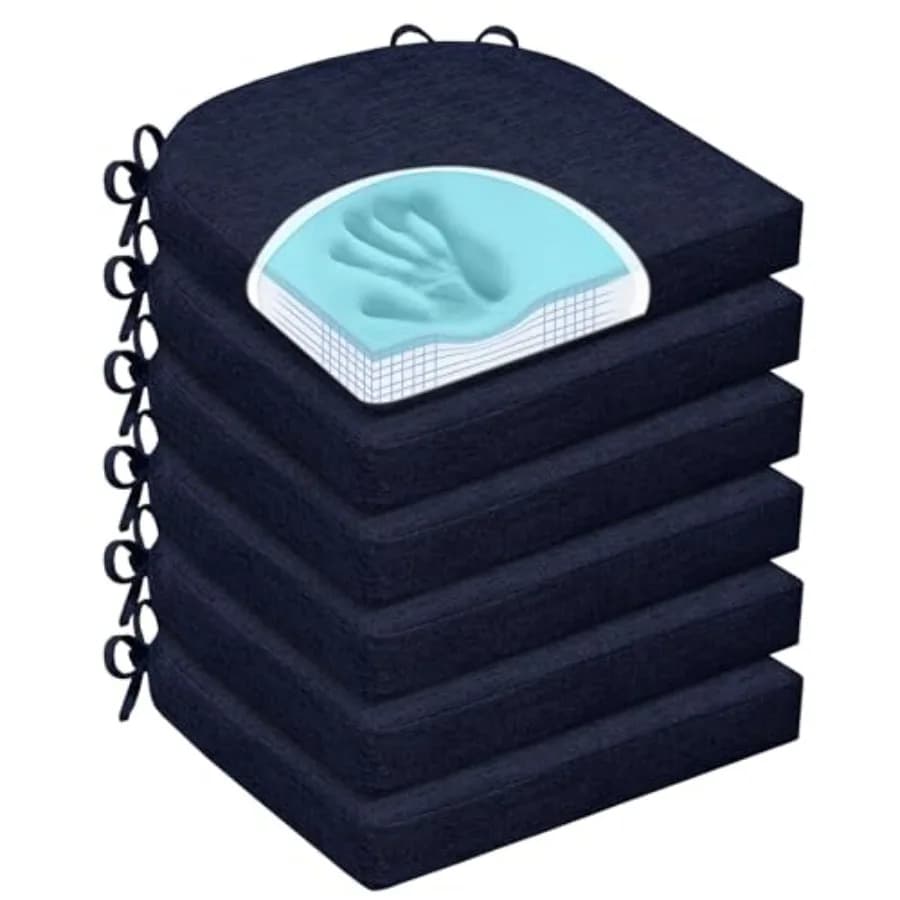 Cuscini per Sedie da Pranzo, Imbottiture Antiscivolo con Lacci e Rivestimenti Lavabili, Set di Cuscini in Memory Foam per Sedie da Cucina