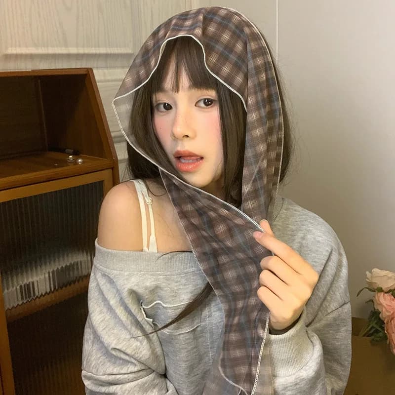 Korean style floral silk scarf for women, accessories for spring and summer beach photos, high-end scarf