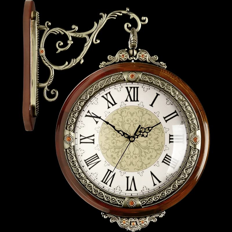 Silent double-sided wall clock, double-sided clock, living room quartz clock