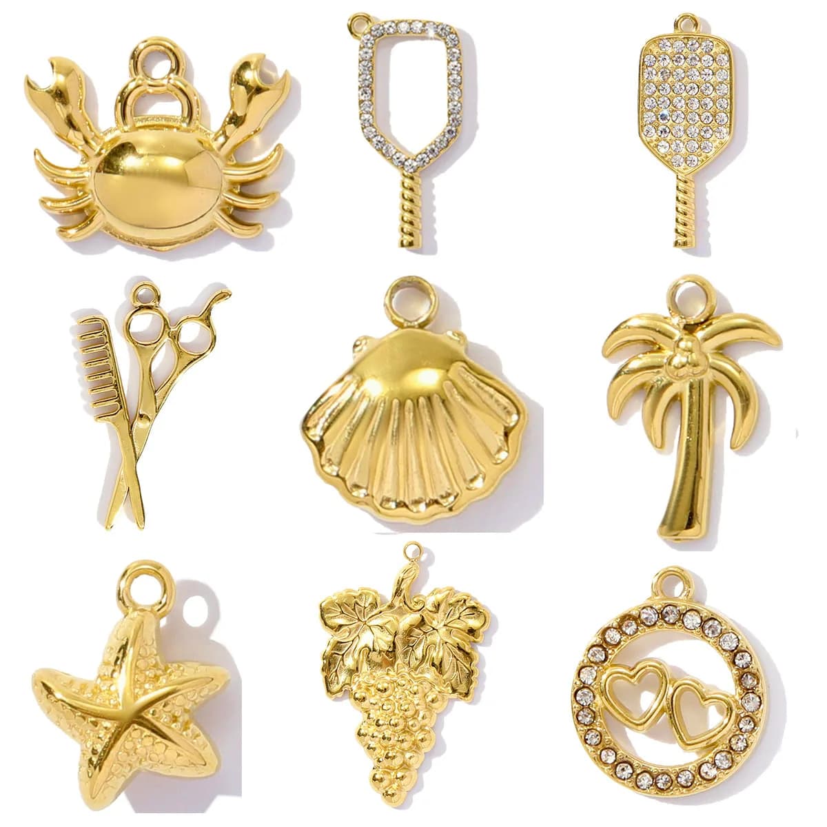 3 Piece Stainless Steel Seashell Star Pendant Pendants / DIY Jewelry Pendants Making Wholesale Necklace Accessories