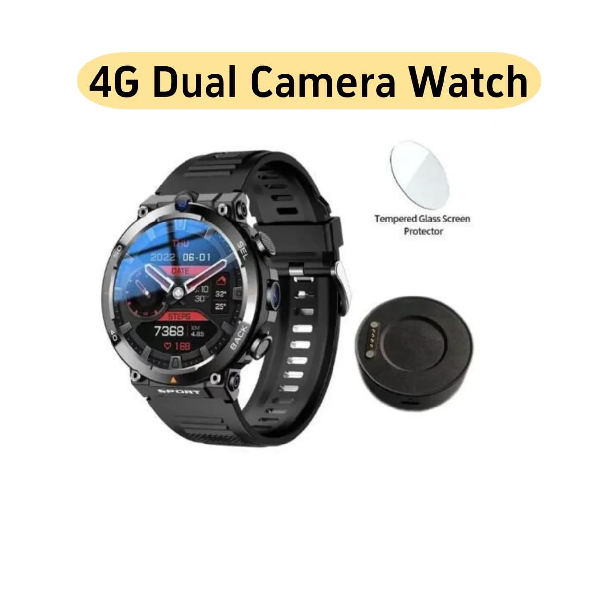 4G Smartwatch Man Woman Business 4G Video Calls GPS WiFi Waterproof Power Bank Bluetooth Smart Watch 8GB + 128GB for Android IOS