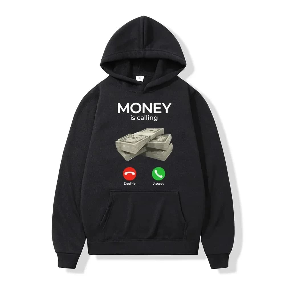 Felpe con cappuccio da uomo autunno inverno Il denaro sta chiamando contanti Pullover con stampa Felpa con cappuccio da donna Moda unisex Streetwear abbigliamento y2k