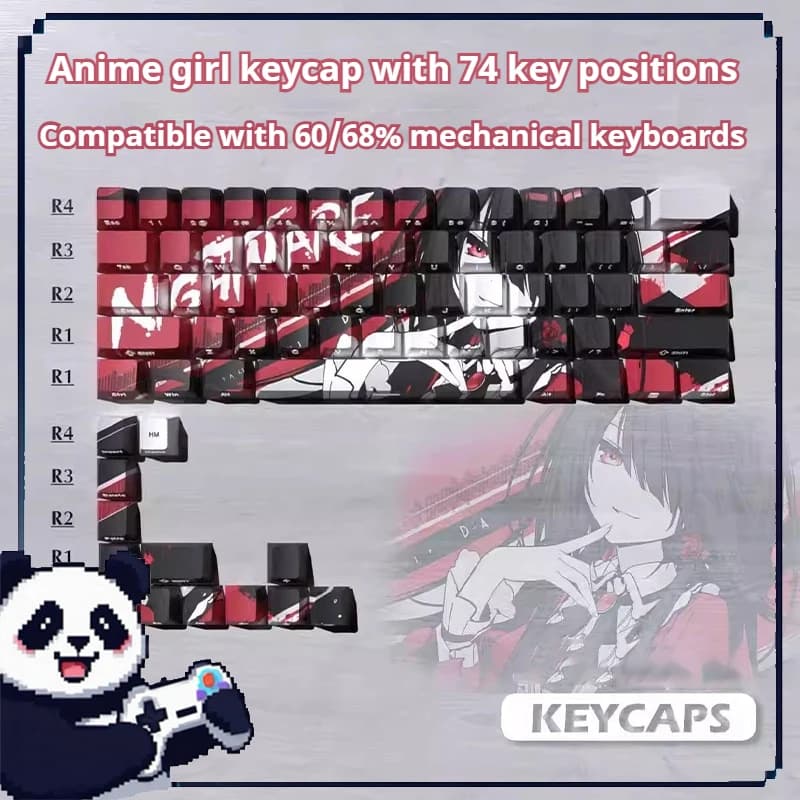 Anime Girl Keycap Interruttore magnetico inciso lateralmente/Tastiera meccanica Keycap Com Wooting Mchose Etc.60/68 Accessori di gioco abbinati