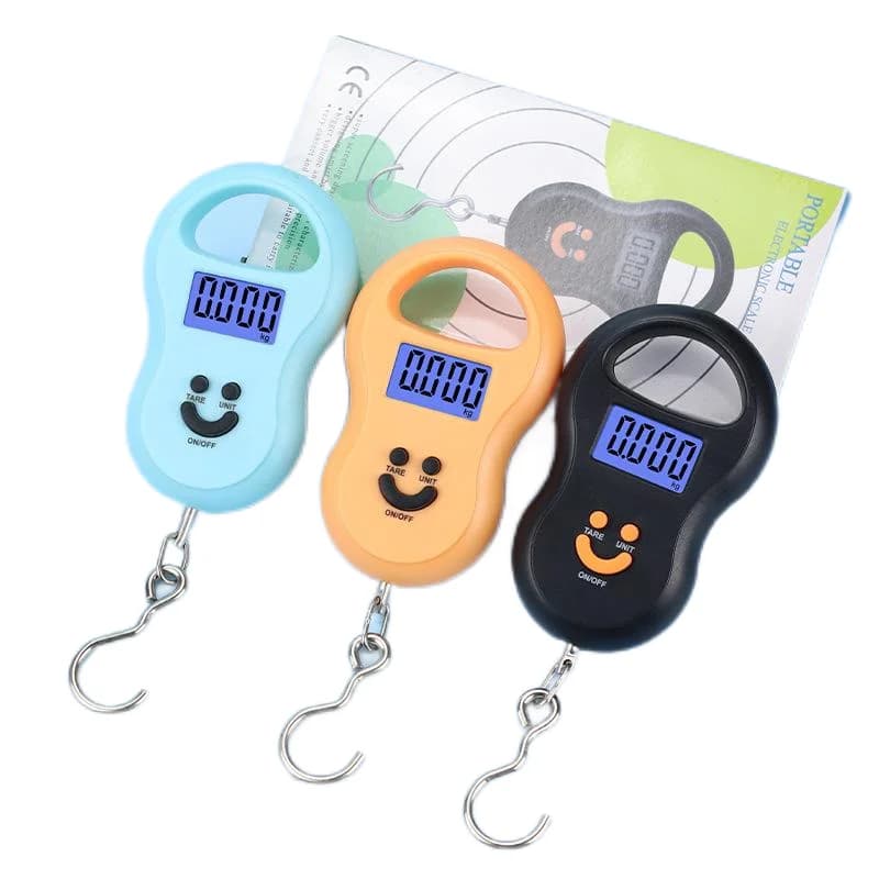 Bilancia digitale sospesa 50Kg 10g Precisione LCD retroilluminato Cucina Pesca Bagagli Bilancia tascabile da viaggio Pesatura elettronica compatta