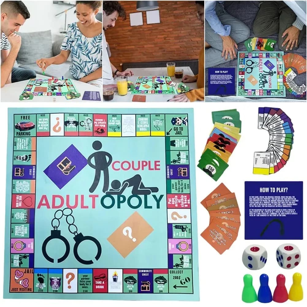 /Adultopoly Gioco da tavolo Coppia Gioco da tavolo Opoly per adulti Gioco di carte di relazione Gioco di coppia portatile Regali di San Valentino per lui Lei..