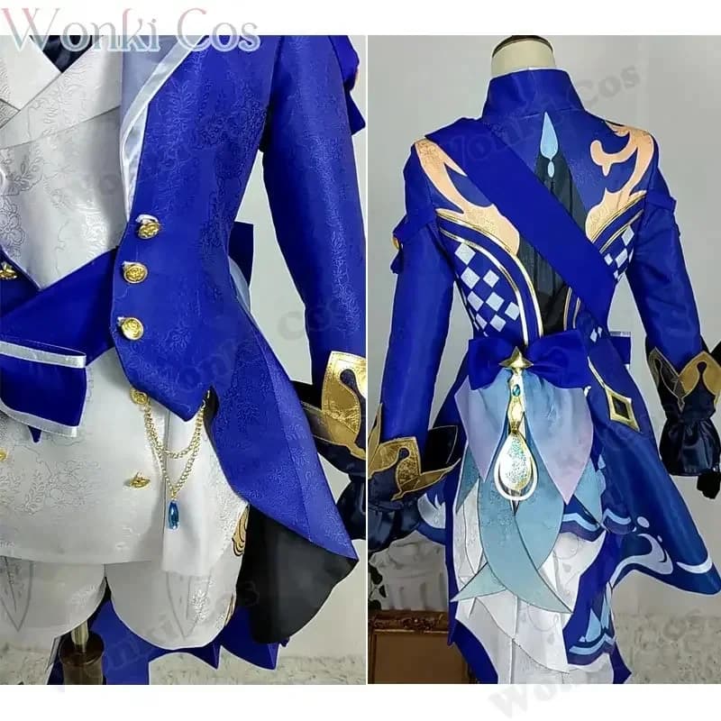 Set Completo Costume Furina con Cappello, Parrucca Cosplay Impact Fontaine Hydro Archon Focalors Bianca con Accessori