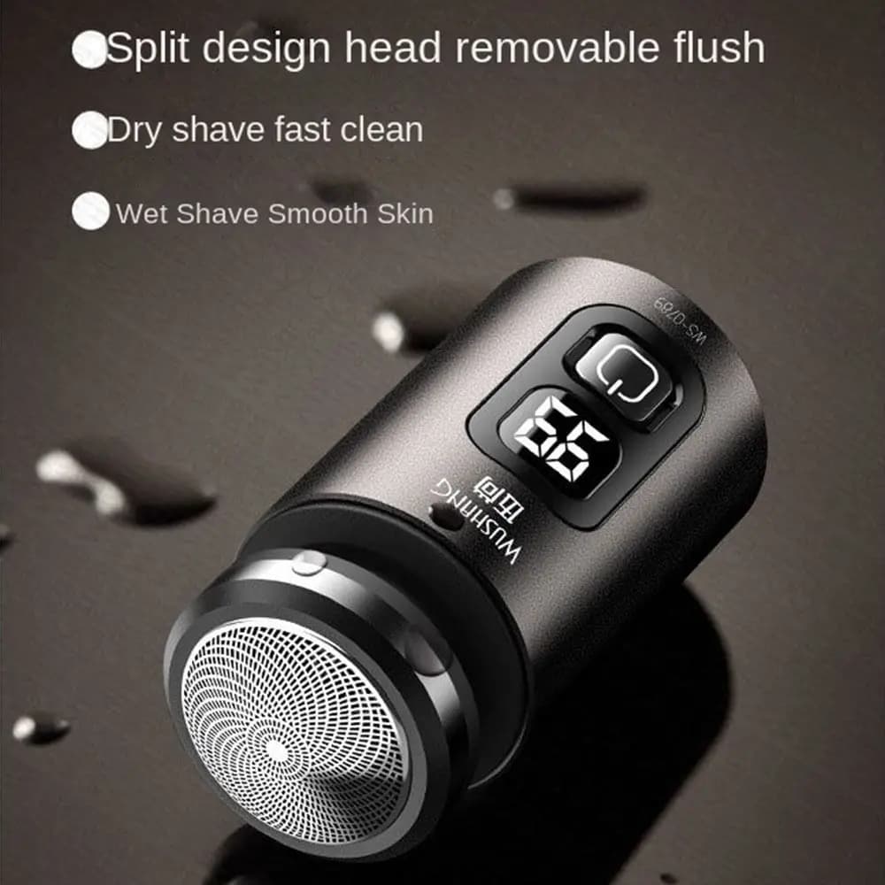 Rasoio Elettrico Digitale LED da Uomo, Impermeabile per Uso a Secco e Bagnato, Regolabarba Rotante Portatile Salvaspazio e Confortevole per la Cura della Barba
