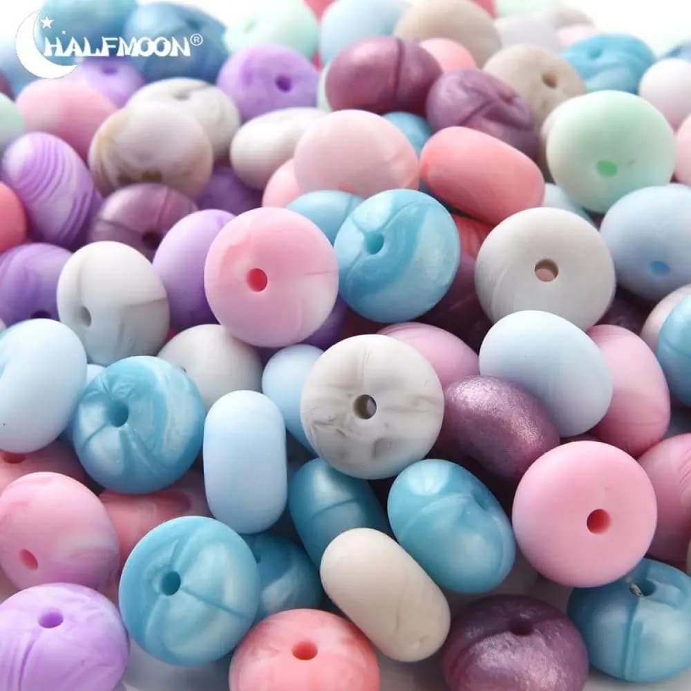 14mm 50 pz perline in Silicone commestibile Mini abaco piattino perline allentate collana massaggiagengive ciuccio Clip gioielli che fanno accessorio