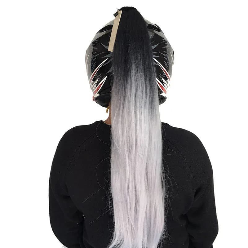 Braided helmet wig knight style - Neutral horsetail accessory for motorcycle helmets, skis and bicycle - Role games