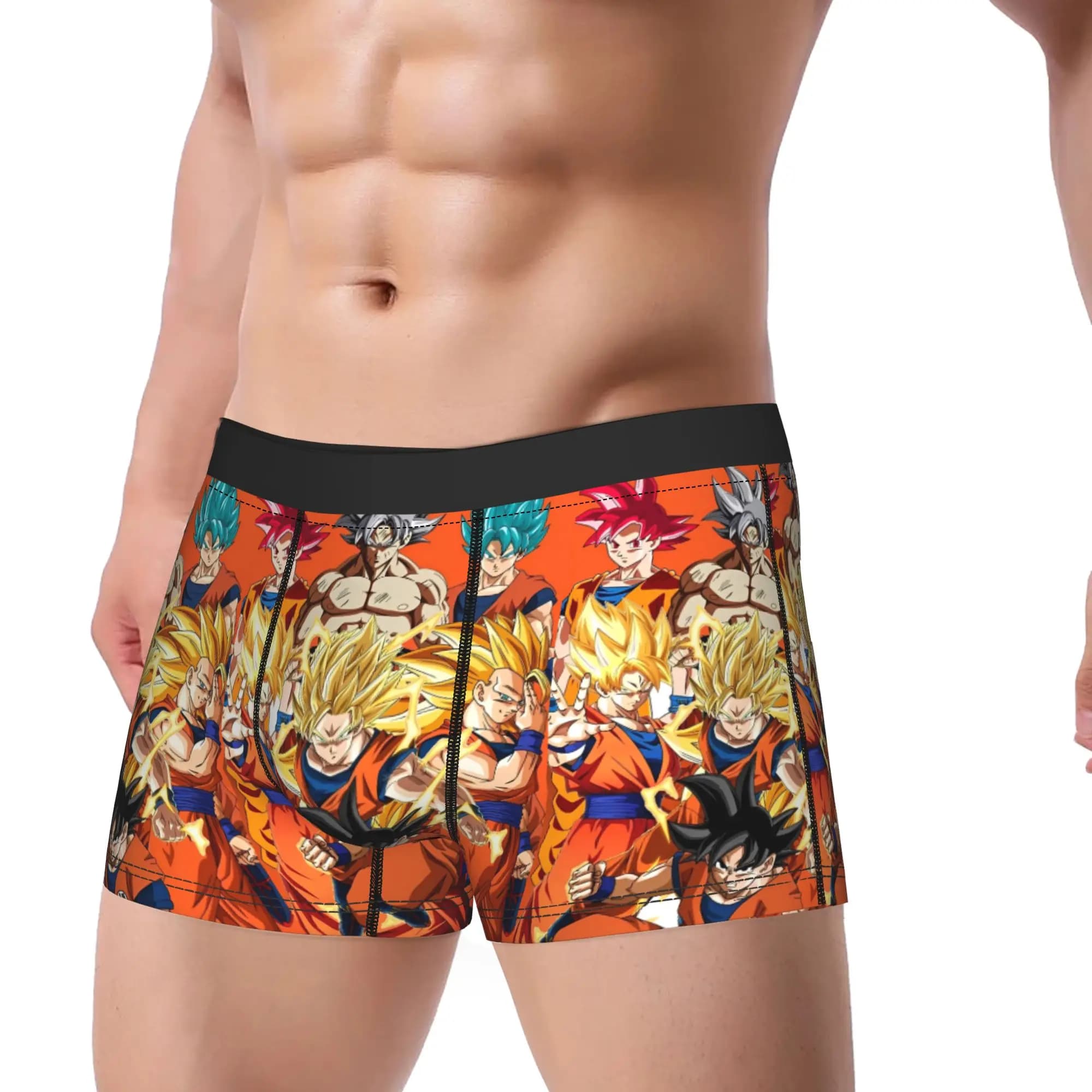 Dragon Ball Men Underwear DBZ Anime Boxer Briefs Shorts Panties Funny Breathable Underpants for Male Plus Size