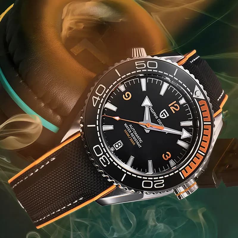 PAGANI DESIGN Men's automatic wristwatch with ceramic bezel, 100M waterproof, mechanical watch, sapphire crystal, bright, 42mm, men's watch