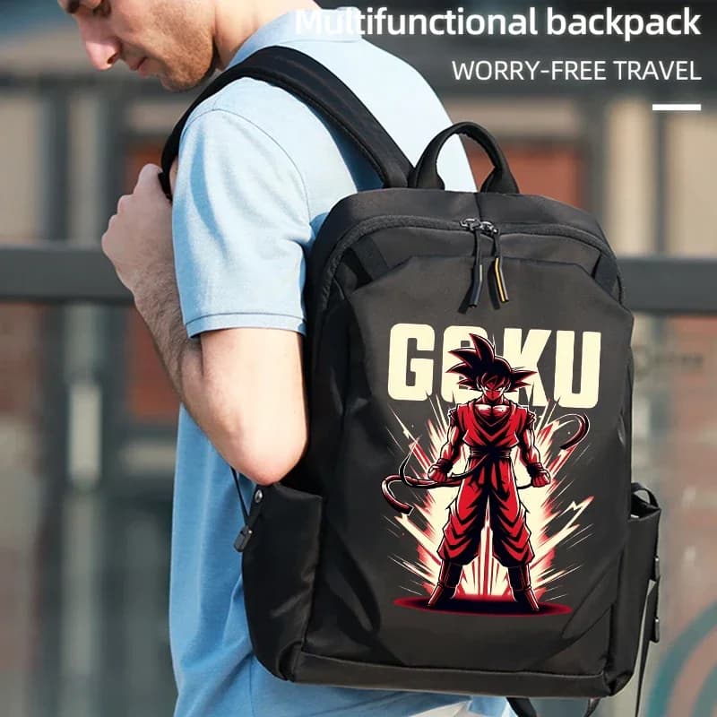Zaino da uomo Dragon Ball Z, borsa a tracolla nera alla moda, zaino da scuola in tela impermeabile da uomo, zaino sportivo da viaggio