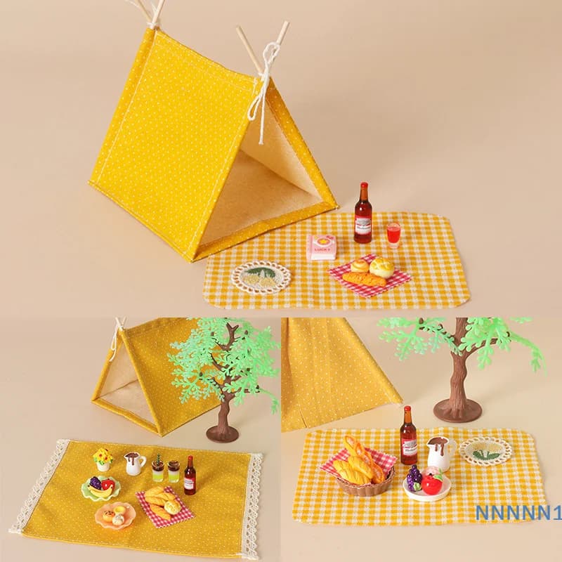 Set Tenda da Campeggio in Miniatura per Casa delle Bambole, Scala 1:12, Accessori Fai-da-Te per Casa in Miniatura, Kit Realistico per Campeggio e Gioco all'Aperto