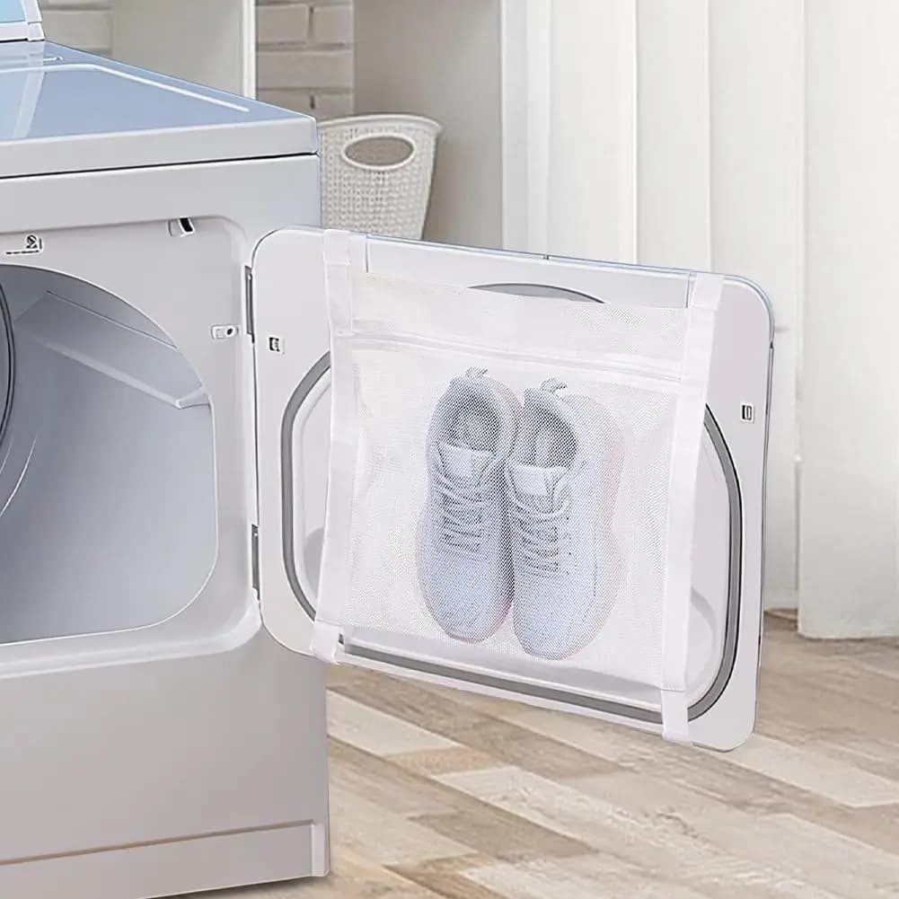 Shoe Drying Bag,Laundry Bags Reusable Shoe Dryer Mesh Bags Sneaker Wash and Dry Net Bag Net Laundry Bags with Zipper and Strap for Washing Machine, Shoes, Clothing(Size:40 x 40cm)