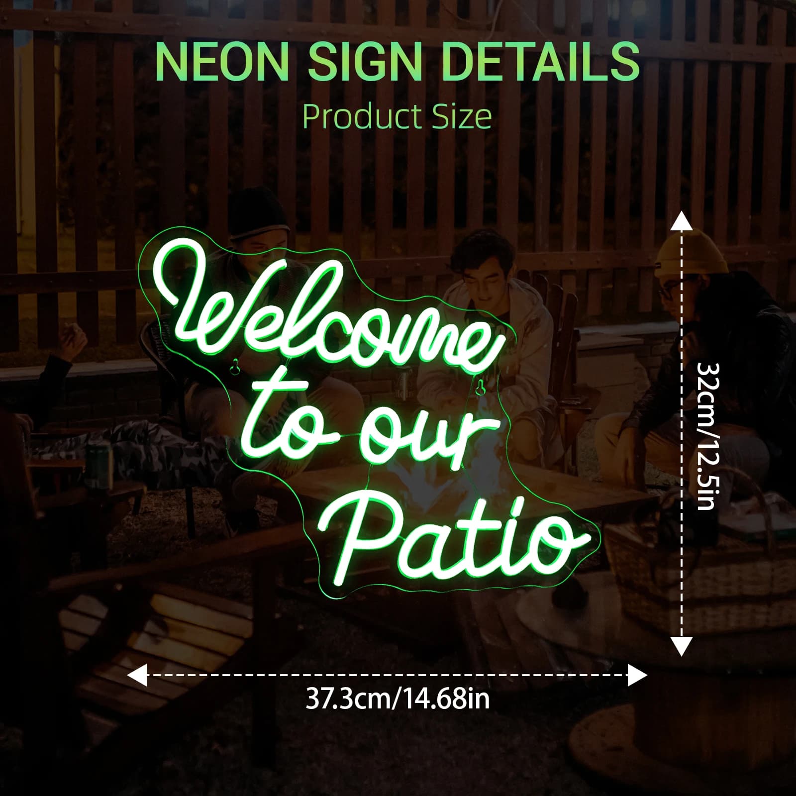 Benvenuti nel nostro partio Insegna al neon Green Led Light Plants Insegne per la decorazione della parete Bar Cafe Business Cortile Terrazza Casa Giardino Festa