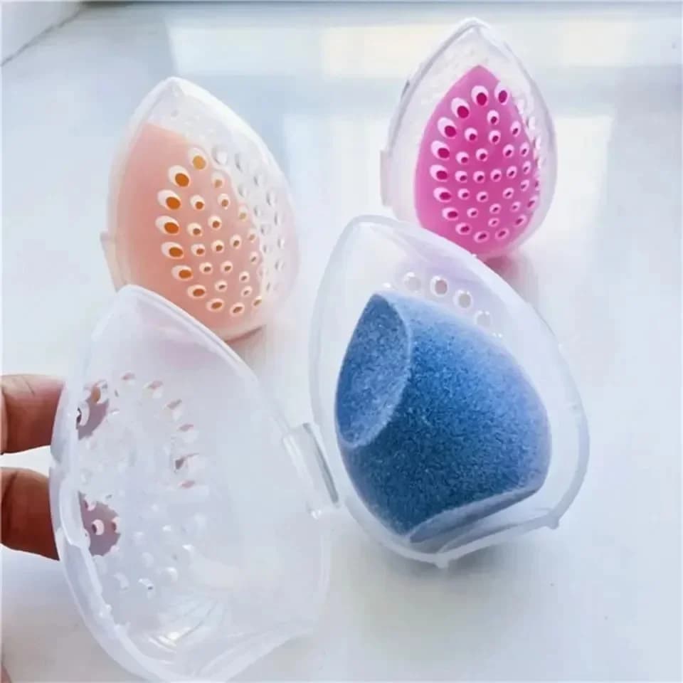 Storage Plastic Sponge Empty Makeup RackPortable Makeup Blender Holder Stand Drying Box Egg Shaped Cosmetic Puff Organizer
