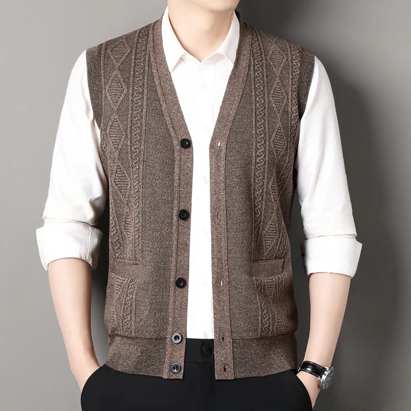 Gilet da uomo autunno inverno Gilet maglione casual Cardigan con bottoni Cardigan lavorato a maglia moda con scollo a V da uomo