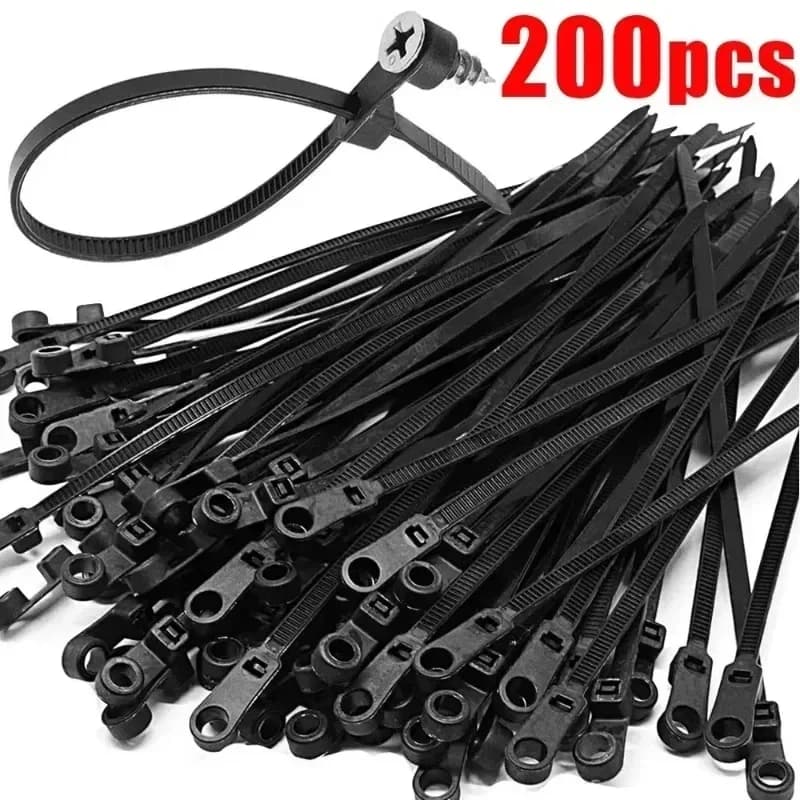 Nylon cable clamps with screw hole, multi-purpose, durable, adjustable, self-locking, organizer straps, DIY fixing ring
