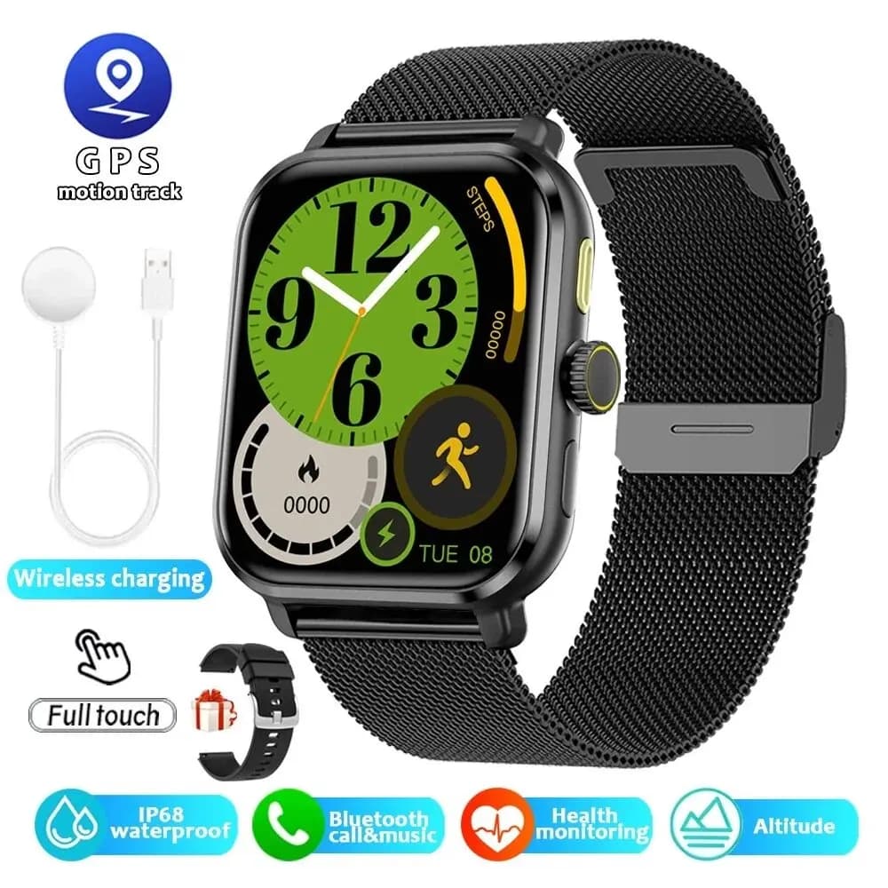 Smartwatch Donna Uomo 1.85" Schermo HD Cardiofrequenzimetro Monitoraggio Salute Ossigeno nel Sangue Smartwatch per Android IOS