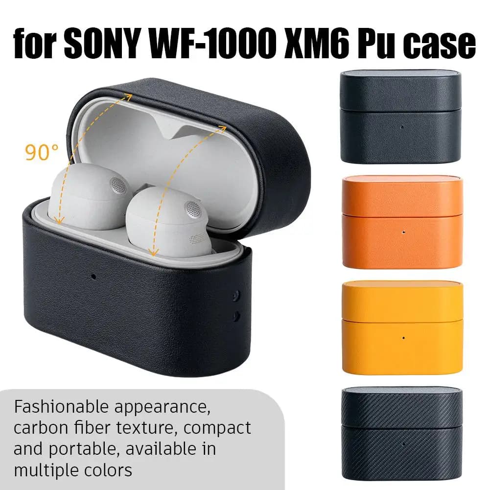 Custodia Protettiva in Pelle PU Antiurto per Auricolari Bluetooth Wireless Sony WF-1000XM6